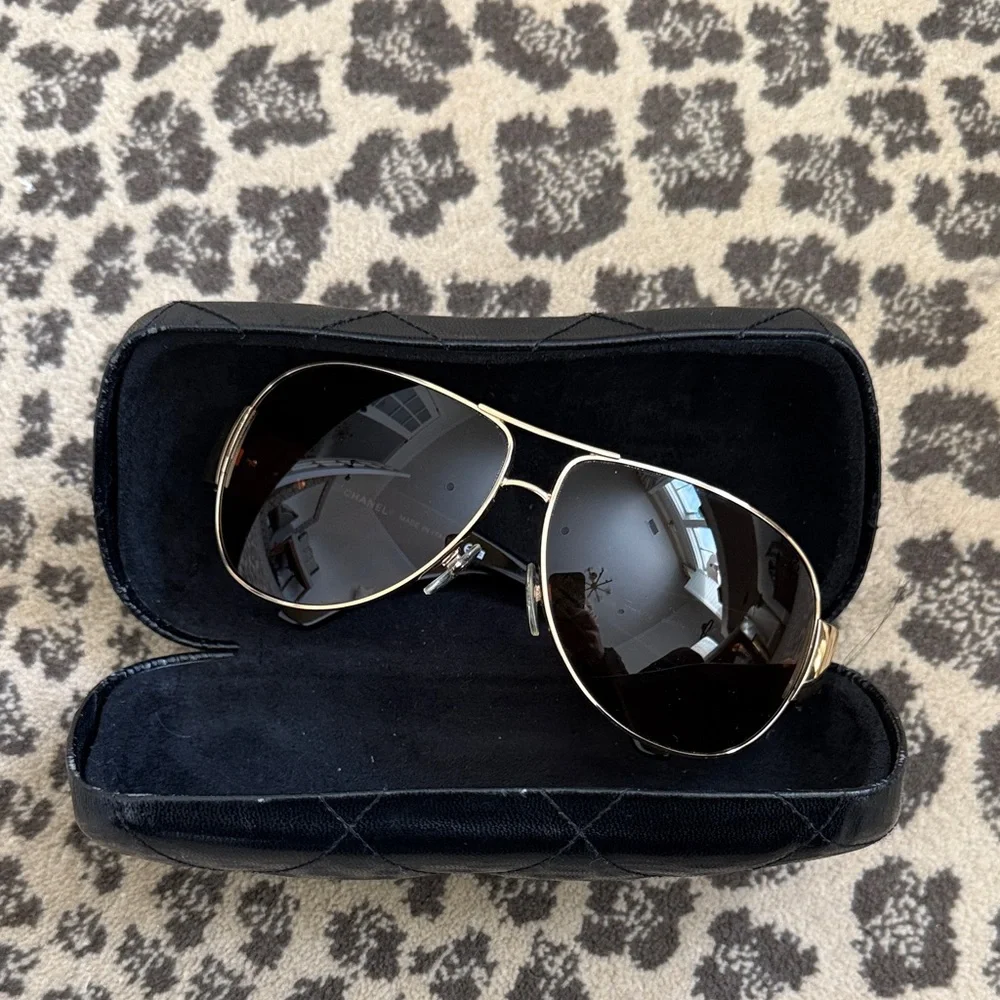 Chanel Gold Aviator Sunglasses - Picture 2 of 8